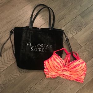 Victoria’s Secret Velvet Bag and Pink Bra Bundle